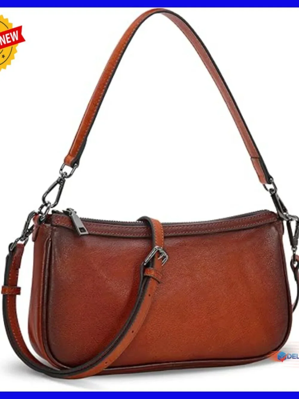 Leather Crossbody Bag Small Hobo Purse with Detachable Strap for Everyday Use